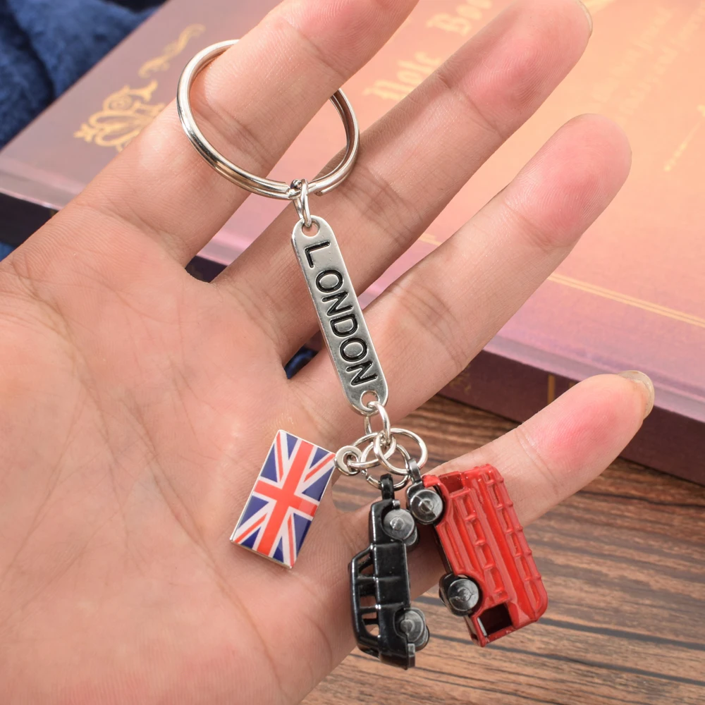 Vicney Fashion London Lettering список брелок Лондон красный и черный такси британский флаг сувенирный подарок для брелока кольцо для ключей