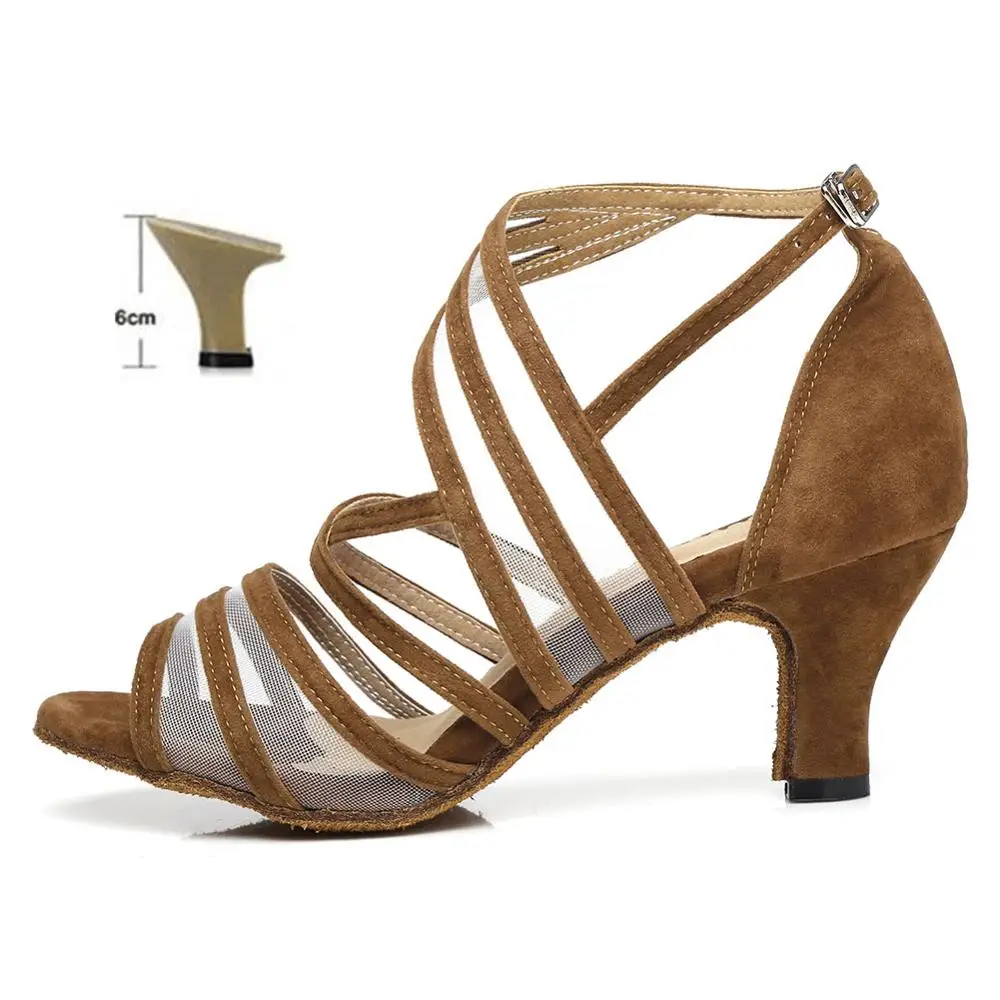Khaki 1 6cm New women's girls ladys Latin Dance Shoes Ballroom indoor tango salsa Dancing Shoes high heel wholesale Hot sale - Цвет: Khaki 1 6cm