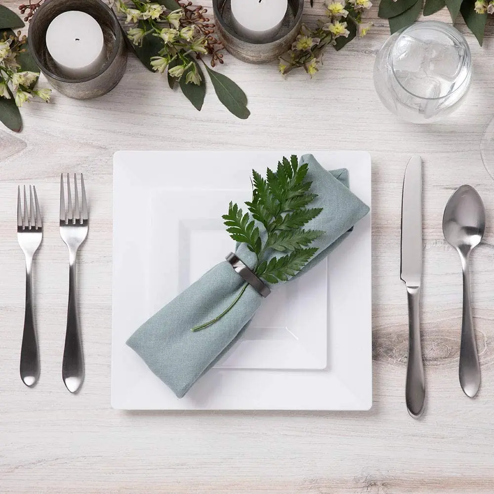 Plastic Disposable Plates Square Hard Plastic Dinner Salad Dessert Plate for Party/Wedding