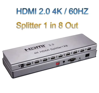 

4K 1x8 HDMI 2.0 Splitter 1 IN 2 4 6 8 Output 1X2 1X4 HDMI Splitter Video Converter 4K/60HZ EDID RS232 for PS3 PS4 PC DVD To TV