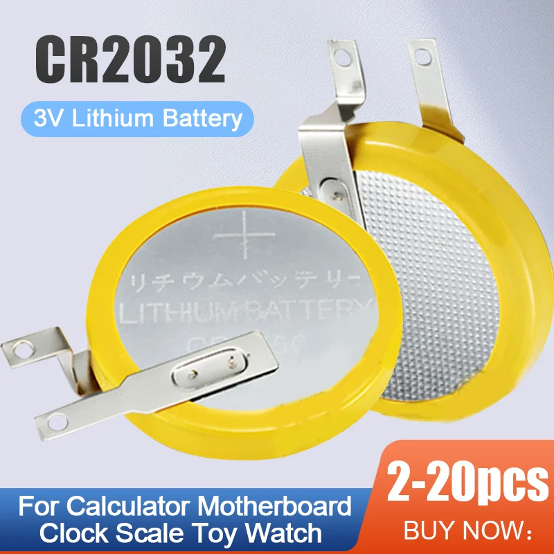 220PCSCR2032CR2032WithTabsSolderFootSolderingWelding3V