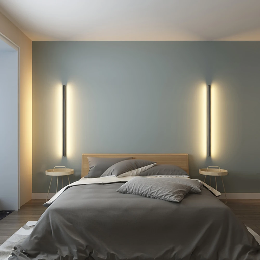 Скандинавский минималистичный длинный настенный светильник, современный светодиодный настенный светильник, светильник для спальни, прикроватный светильник для гостиной, бра для лестницы
