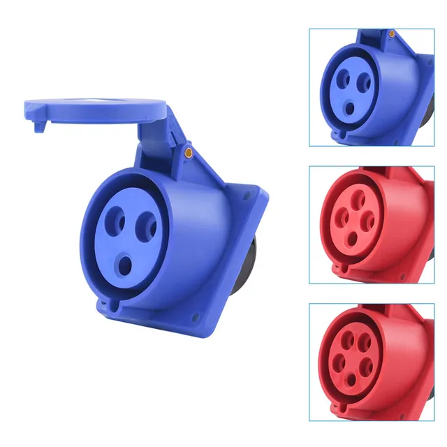 Enchufe impermeable IP44, 3 polos, 4 polos, 5 pines, a prueba de polvo, macho y hembra, 16a, 63a, 125a|Enchufes eléctricos| - AliExpress