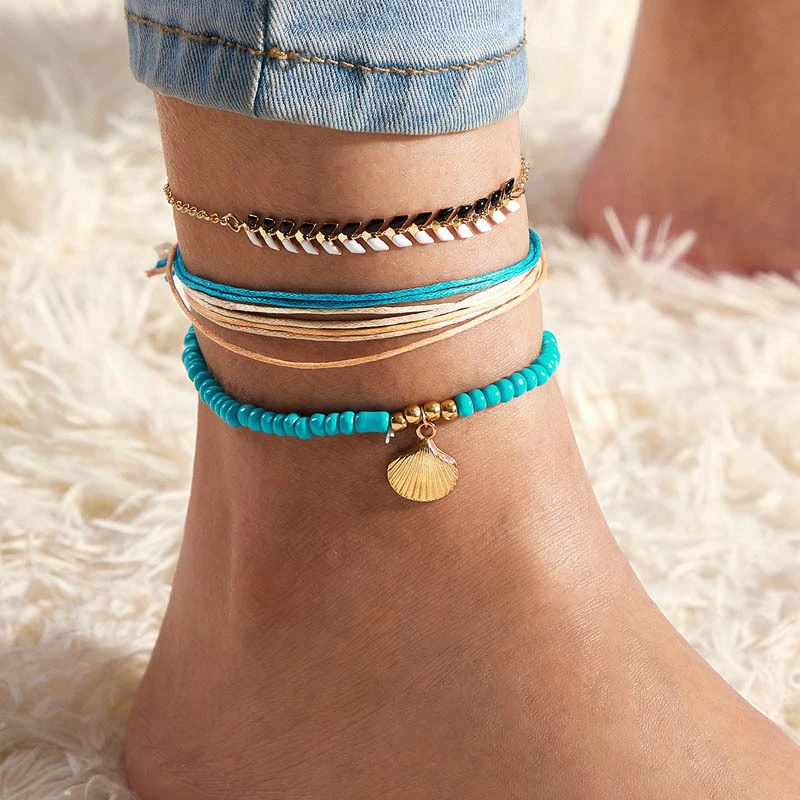 Vintage Shell Beads Anklets For Women New Multi Layer Rope Chain Anklet Leg Bracelet Bohemian Beach Ankle Chain Jewelry Gift Vintage Shell Beads Anklets For Women New Multi Layer Rope Chain Anklet Leg Bracelet Bohemian Beach Ankle Chain Jewelry Gift