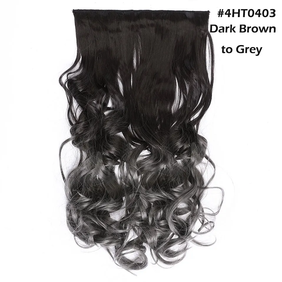 4HT0403 S-noilite 24 дюйма кудрявые 5 клипсов смешанные цвета клип в одной части накладные волосы Омбре цвет синтетический зажим в волосах для женщин - Цвет: 4HT0403