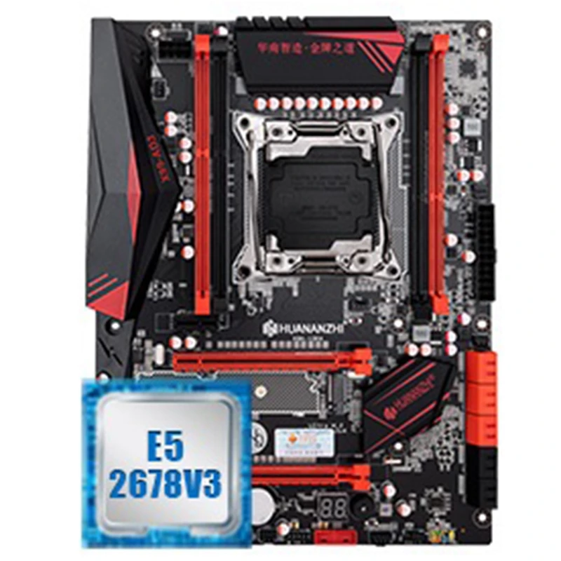 HUANANZHI X99 LGA2011-3 материнская плата с M.2 NVMe слот скидка материнская плата с ЦПУ Xeon E5 2678 V3 ram 64G(4x16G) 1866 регистровая и ecc-память