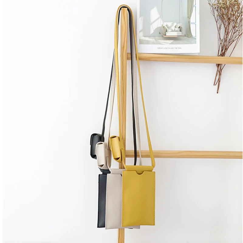 작은 지갑과 미니 Pu 가죽 핸드폰 핸드백 여성 십대 귀여운 한국어 패션 세련된 옐로우 블랙 슬링 숄더 백