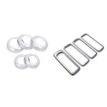 

5Pcs Volume and Air Conditioning Knobs Trim for Land Rover Discovery 4 & 1set Door Window Switch Lift Button Cover