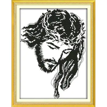 

Joy Sunday Jesus meditation chinese printed canvas Handmade embroidery cross stitch kits 14CT DMC counting patterns Home decor