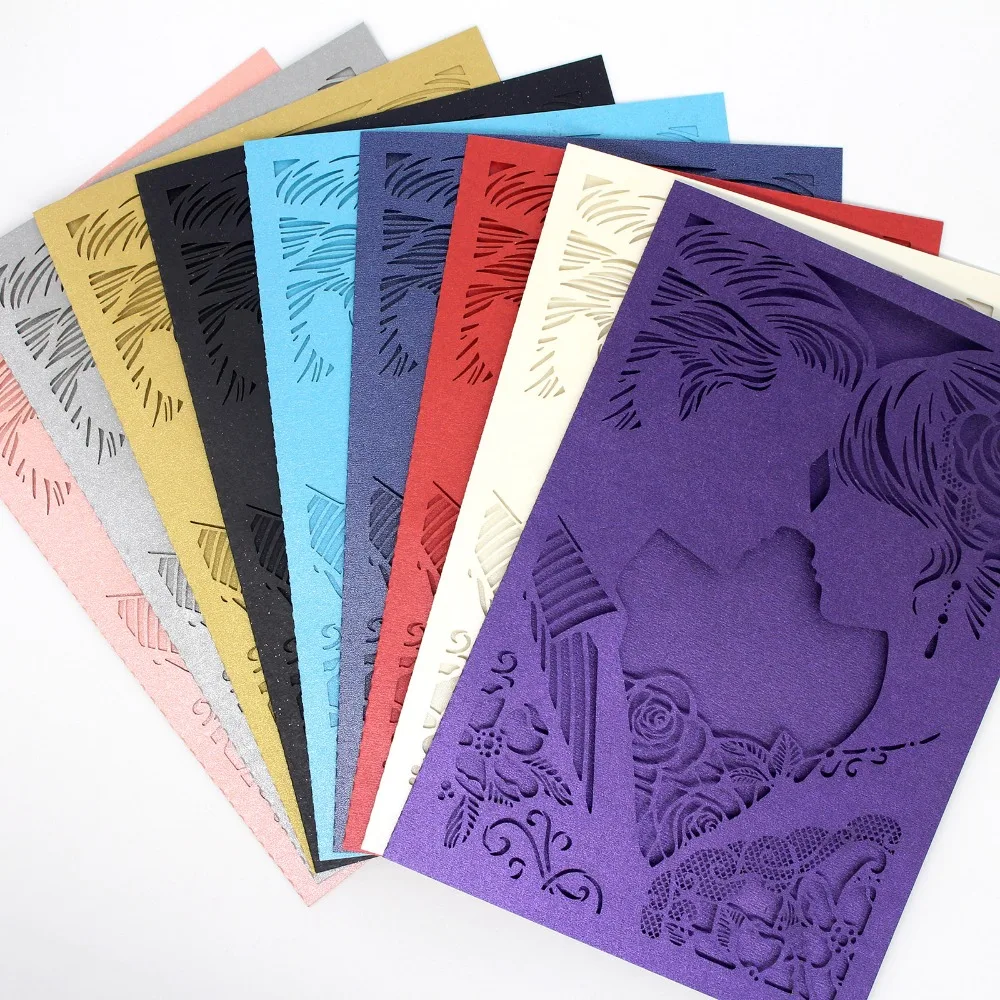 10xElegant Bride& Groom Laser Cut Wedding Invitation Cards Greeting Card Customize Business With RSVP Card Decor Party Supplies