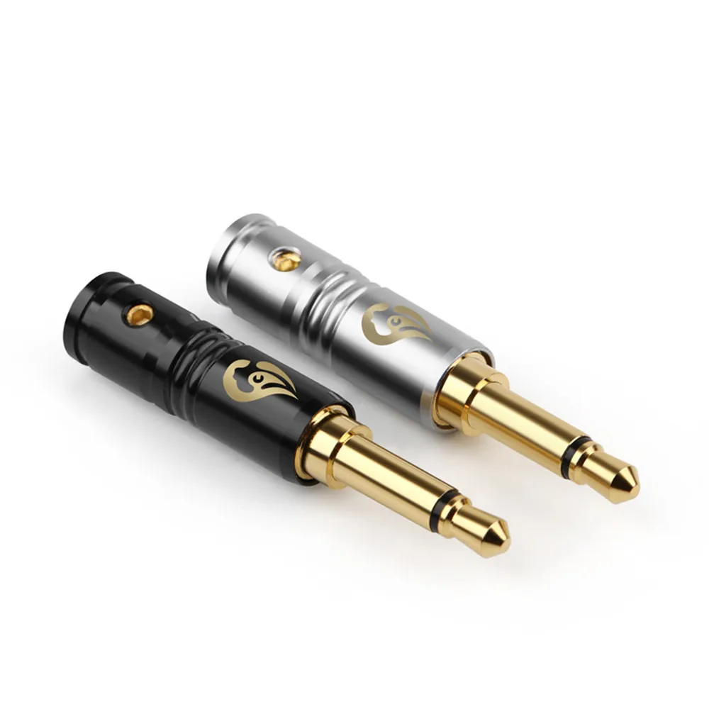 10pcs Headphone Plug 3 5mm Mini Jack Mono Gold Male Copper Plugs 4mm Wire Hole Metal Connector 2 Pole Audio Jack Adapter