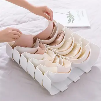 

2pcs Practical Bra Compartment Storage Box Storage Container Plastic Underwear Storage Box for Women Female (Grey)