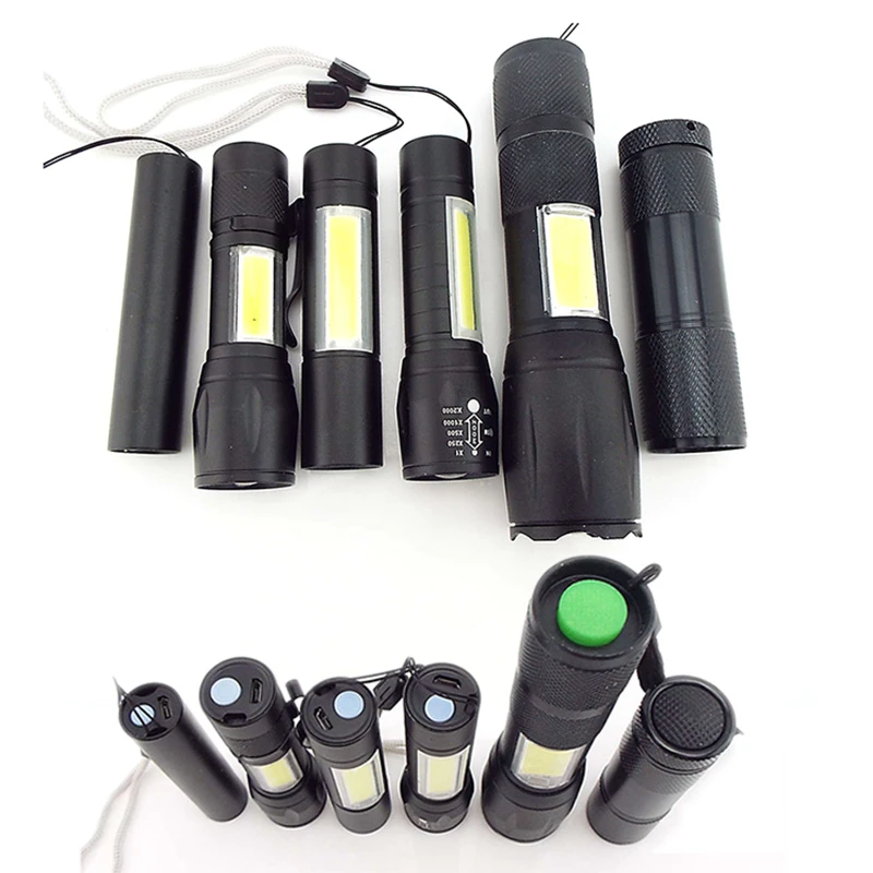 Powerful Q5 COB LED Flashlight Torch Lamp Work Light Camping USB Rechargeable