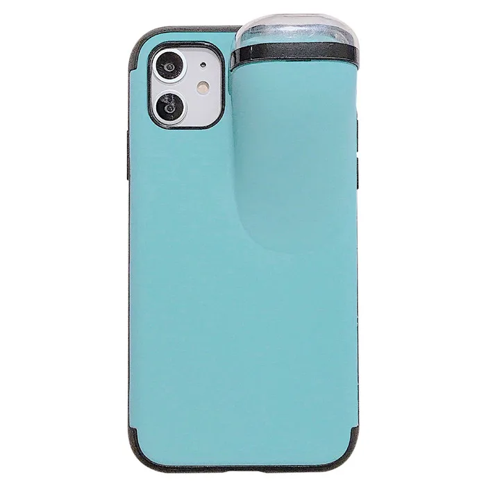 Blue 2 в 1 гарнитура коробка чехол для телефона для iPhone 11 Pro Max XS MAX XR X 7 8 Plus Airpods 1 2 Pro Мягкий силиконовый чехол колпачки для гарнитуры Fundas - Цвет: Blue