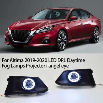

for Nissan Altima 2019-2020 Pair Front LED DRL Daytime Running Fog Light Turn Signal Lamp Angel Eyes