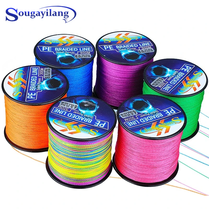 Sougayilang 4 жильная плетеная рыболовная леска 0 6 8 #300 м Полиэтиленовая 3 32 кг