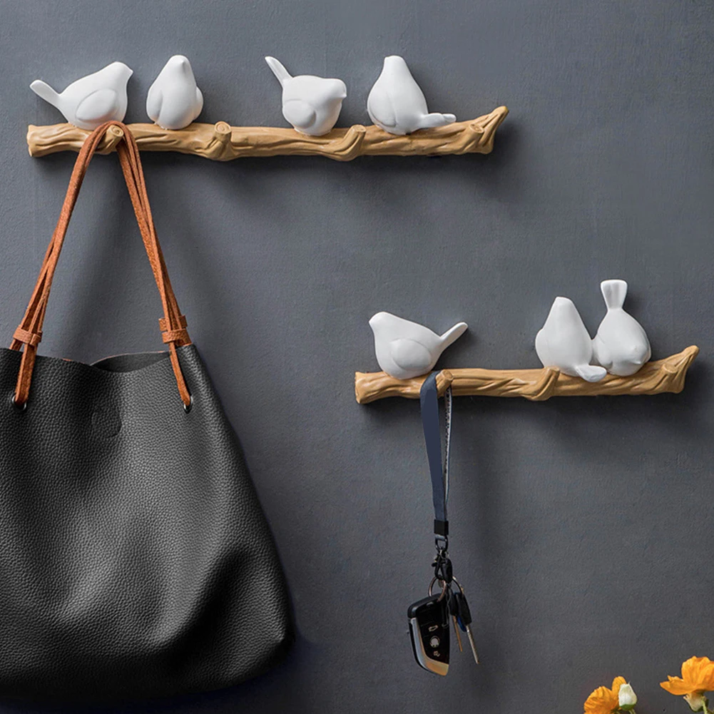 Decoration Clothes Hook Storage Anti Rust Moistureproof 3D Restaurant Bedroom Wall Mounted Holder DIY Hanger Bird Shaped Home