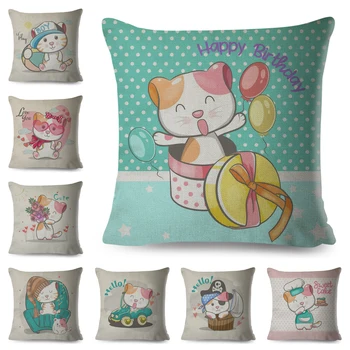 

Nordic style Lovely Cartoon Pet Cat Cushion Cover for Children Room Sofa Home Car Decor Cute Animal Pillow Case Linen Pillowcase