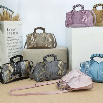 

Woven Handle Tote Bag 2020 Fashion African Style Women Large Crossbody Bag Handbags Brand Cool Leather Bag