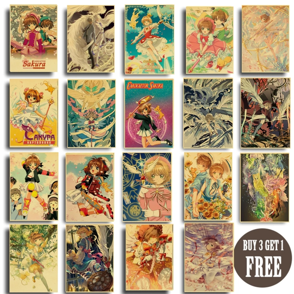 Anime Retror Cardcaptor Sakura Poster Home Decal Art Painting Funny Wall  Sticker for Coffee House Bar|Painting & Calligraphy| - AliExpress