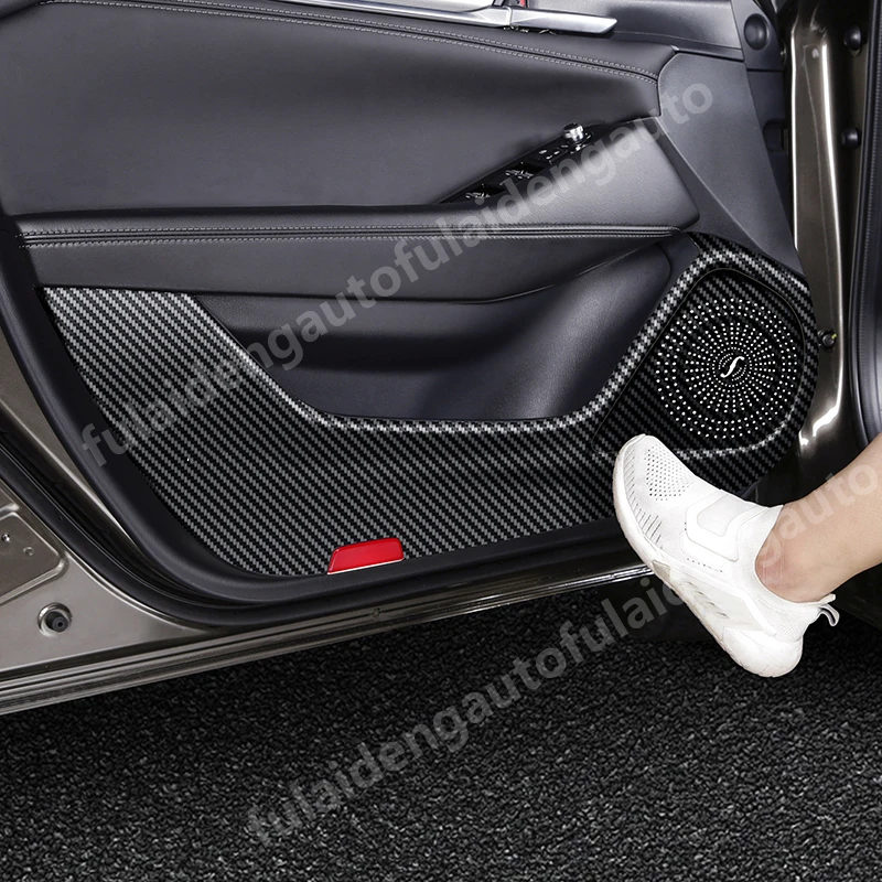 4pcs New Carbon fiber leather Door Anti Kick Pad Protective Trim cover For Mazda 6 Atenza- Car Accessories