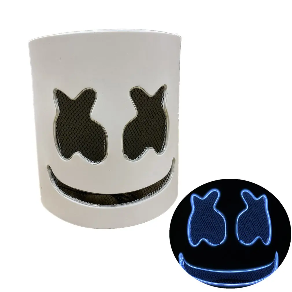 Новая светящаяся маска Marshmallow, DJ Music Ball, модный светодиодный головной убор на Хэллоуин, модная светящаяся маска, Вечерние Маски