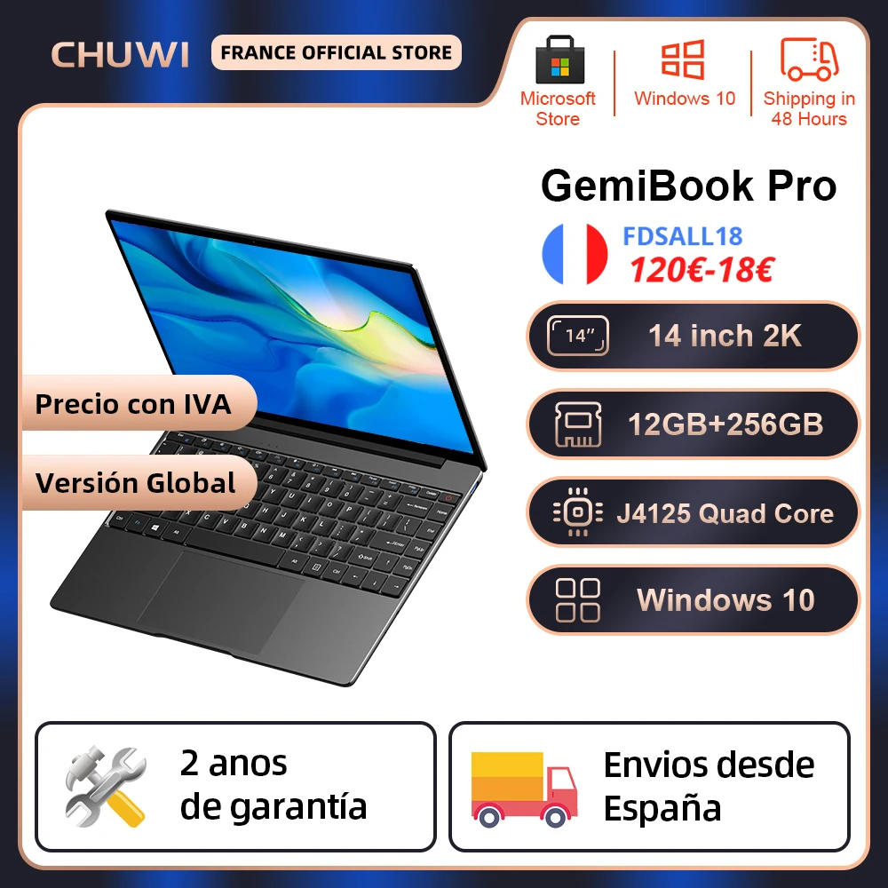 CHUWI GemiBook Pro ноутбук с 14-дюймовым дисплеем четырёхъядерным процессором Intel Gemini lake