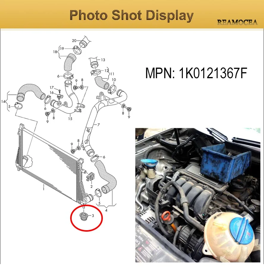 Reamocea Car Lower Radiator Mount 1K0121367F 1K0 121 367 F Fit for AUDI TT A3 VW Passat B6 B7 Tiguan Eos Golf GTI Jetta MK5 MK6  (5)
