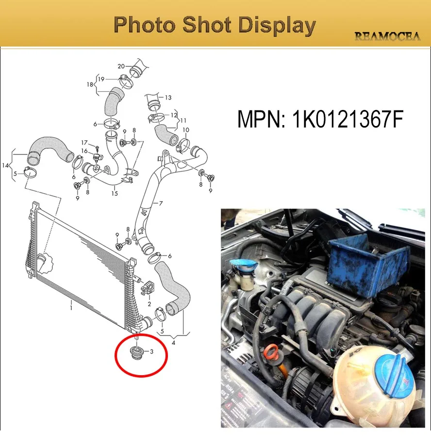 Reamocea Автомобильная Нижняя крепление радиатора 1K0121367F 1K0 121 367 F подходит для AUDI TT A3 VW Passat B6 B7 Tiguan EOS Golf GTI Jetta MK5 MK6