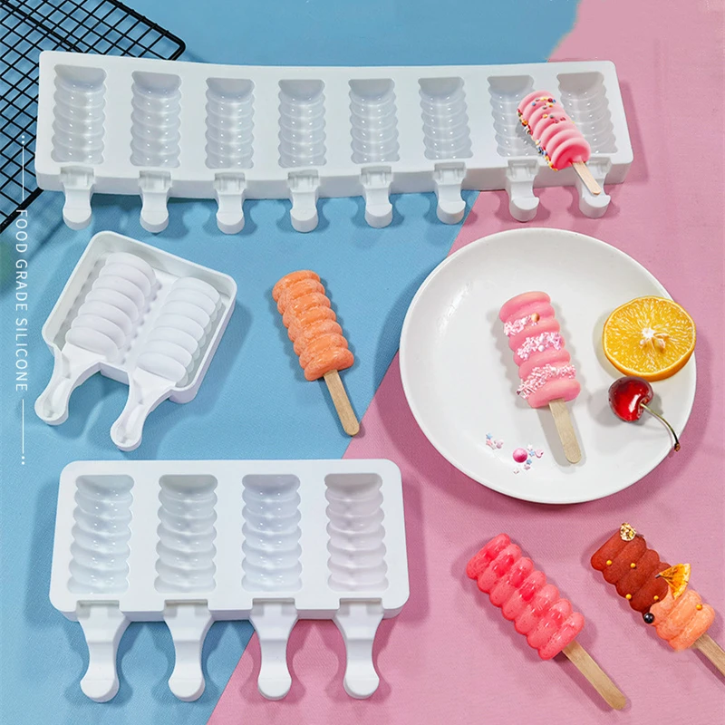 

8 Cells Silicone Ice Cream Mold Popsicle Molds DIY Homemade Dessert Freezer Fruit Juice Ice Cube Maker Mould Kitchen Tools