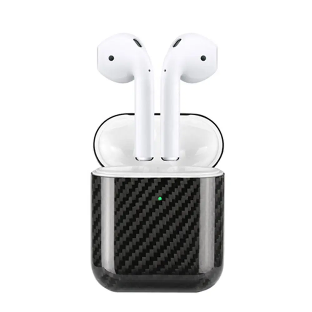 Светодиодный чехол для наушников из углеродного волокна для Apple AirPods 2, беспроводной чехол из настоящего углеродного волокна, защитный чехол s, аксессуары для наушников