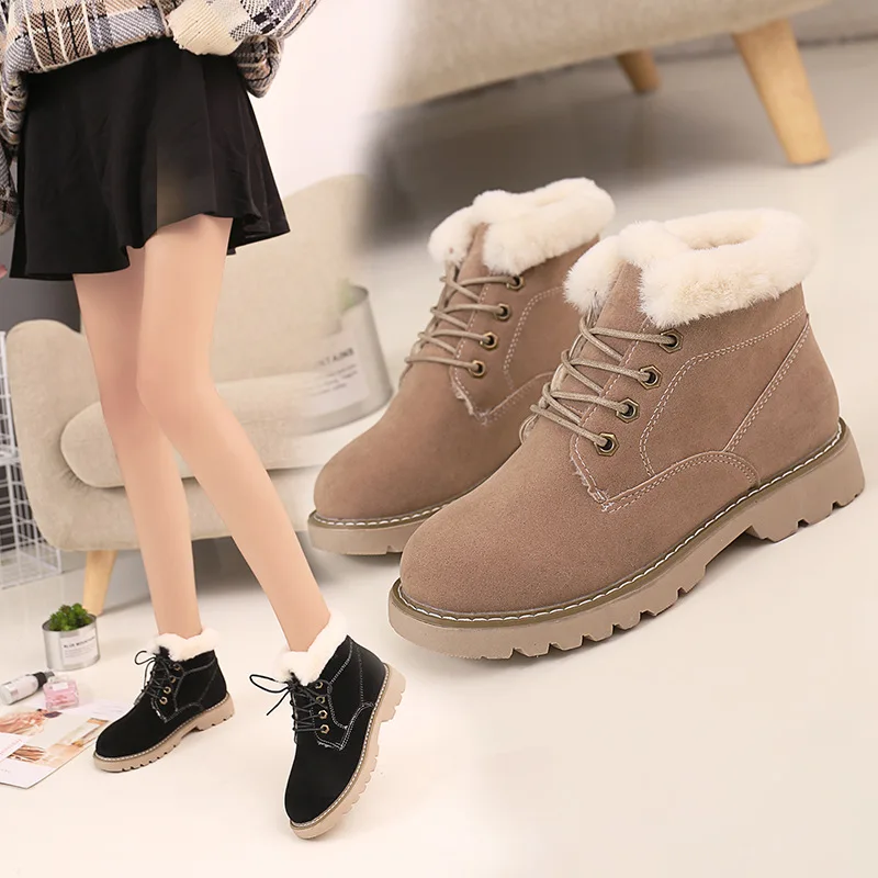 

Snow Boots Women's 2019 New Style Winter Korean-style Short plus Velvet Martin Boots Female Cotton Boots Versatile Thick Bottome