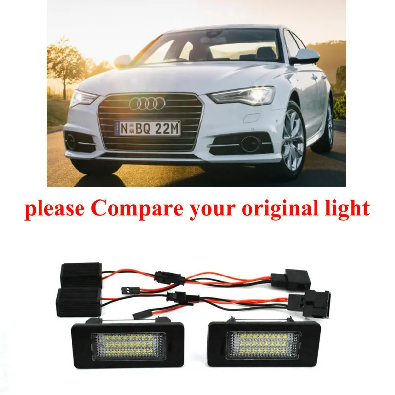 2 Bulbs Xenon White LED License Number Plate Lights For audi a6 c7 4g 2011 car accessories error free canbus