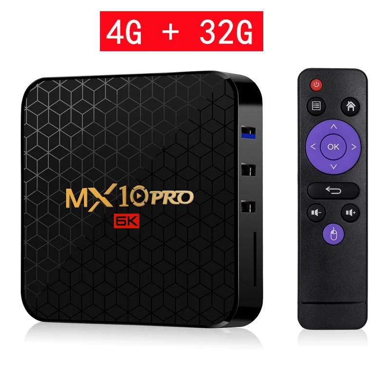 MX10 PRO Android 9,0 Smart tv Box 4 Гб 64 Гб Wifi Allwinner H6 четырехъядерный USB 3,0 6K Netflix проигрыватель google Youtube телеприставка TX6 - Цвет: 4G 32G TV BOX