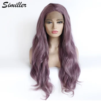 

Similler Free Part Long Body Wave Purple Synthetic Lace Front Wig High Temperature Fiber Hair Wigs For Women