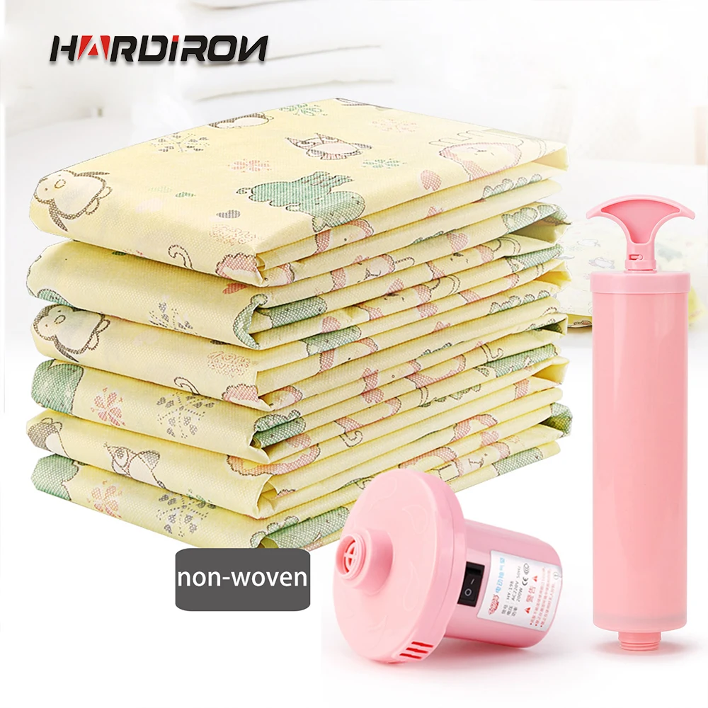 

Yellow Cartoon Pattern Quilt Dustproof Non-woven Fabrics Compression Bag Thick Clothes Finishing Storage Vacuo Bag