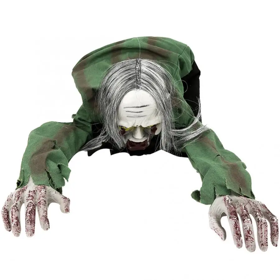 

Hot 110cm Halloween Hanging Ghost Room Bar Decoration Props Horror Touch Control Hoe Electric Crawling Ghost Zombie Halloween Gi