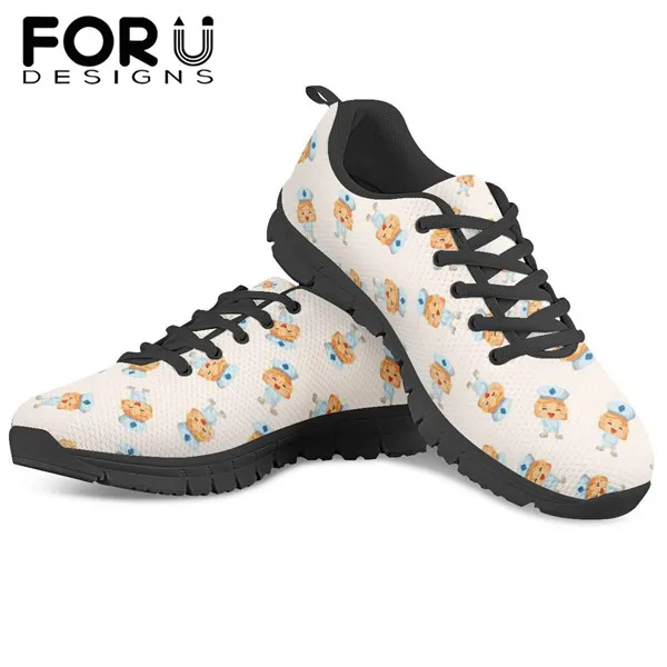 CDYXX0119BAQ FORUDESIGNS/кроссовки для медсестры с героями мультфильмов; модная повседневная обувь из дышащего сетчатого материала на шнуровке; женская мягкая удобная прогулочная обувь на плоской подошве; - Цвет: CDYXX0119BAQ
