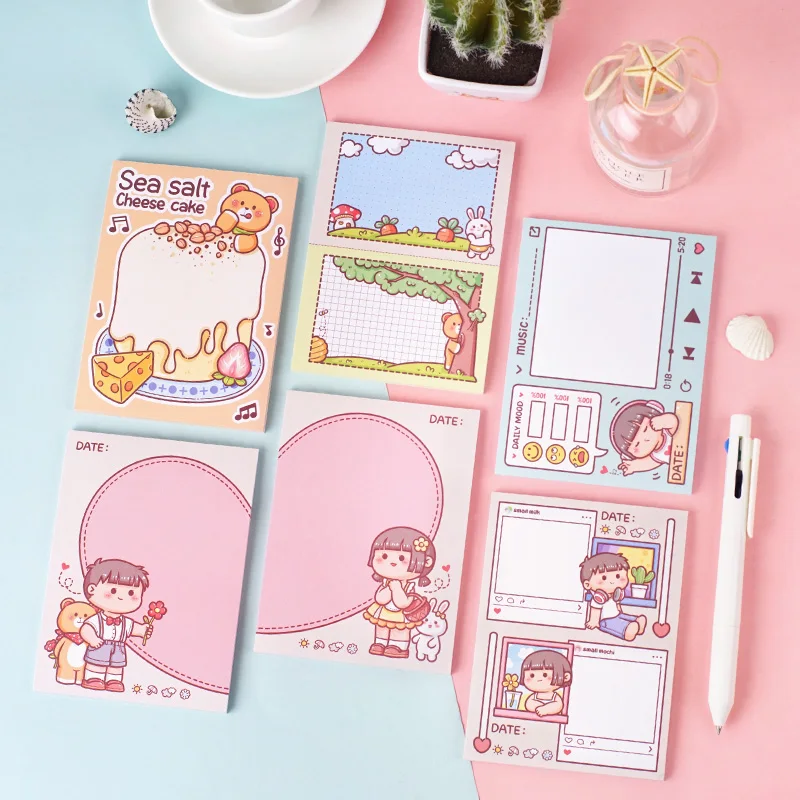 

Yoofun 3PCS Korean Style Lovely Cartoon Large size Loose Leaf Memo Pads Write Down Points Memo Pads School Official Supplies