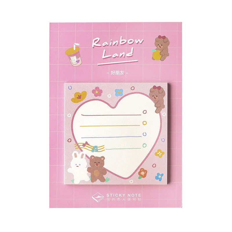 Kawaii Ins Радуга медведь серия Дневник-блокнот для заметок Diy Липкие заметки милые канцелярские бумажные Bookmarks papelaria школьные офисные поставки