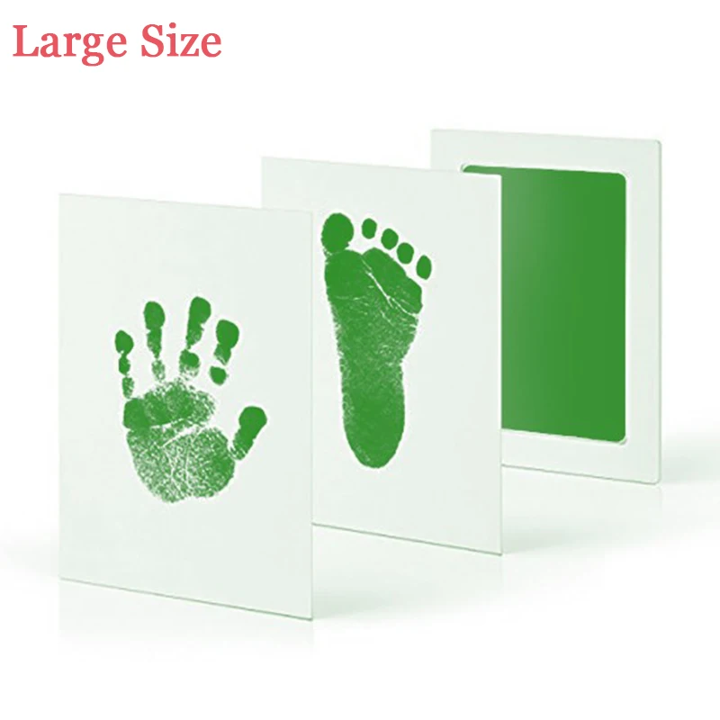 Большой размер нетоксичный отпечаток руки ребенка отпечаток ноги отпечаток комплект Детские сувениры литье новорожденный штемпельная подушка для отпечатка ноги младенческой глины игрушка Подарки - Цвет: Green Large