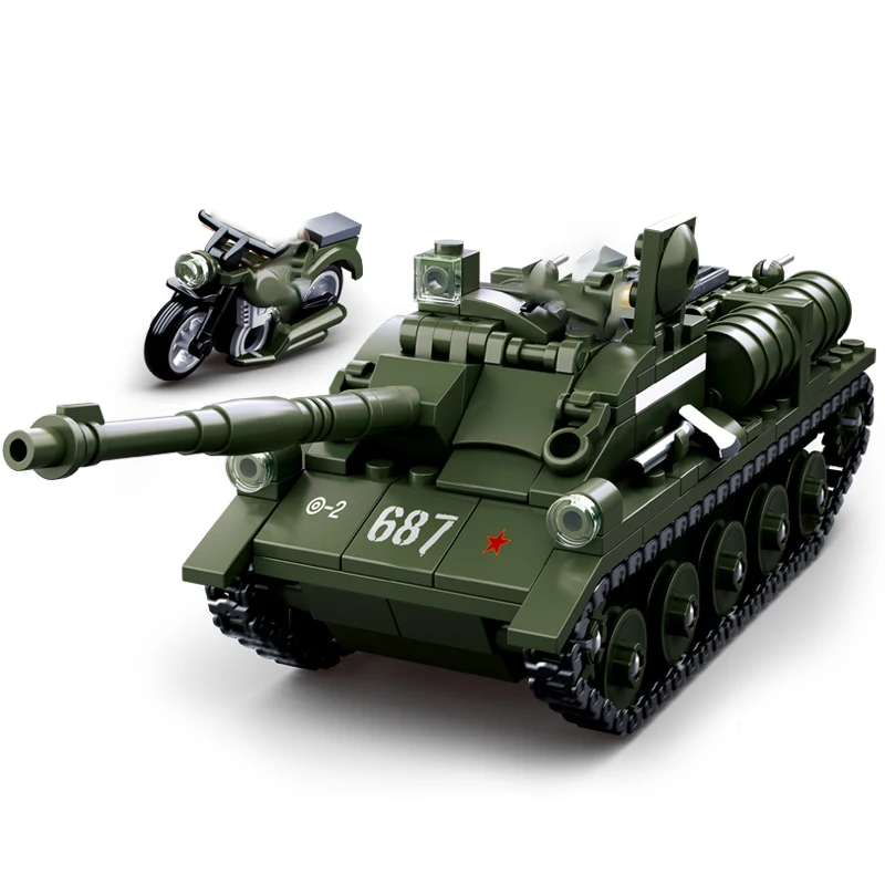 Строительные блоки Sluban Военная серия car ww2 tank truck humvee Германия США Советская
