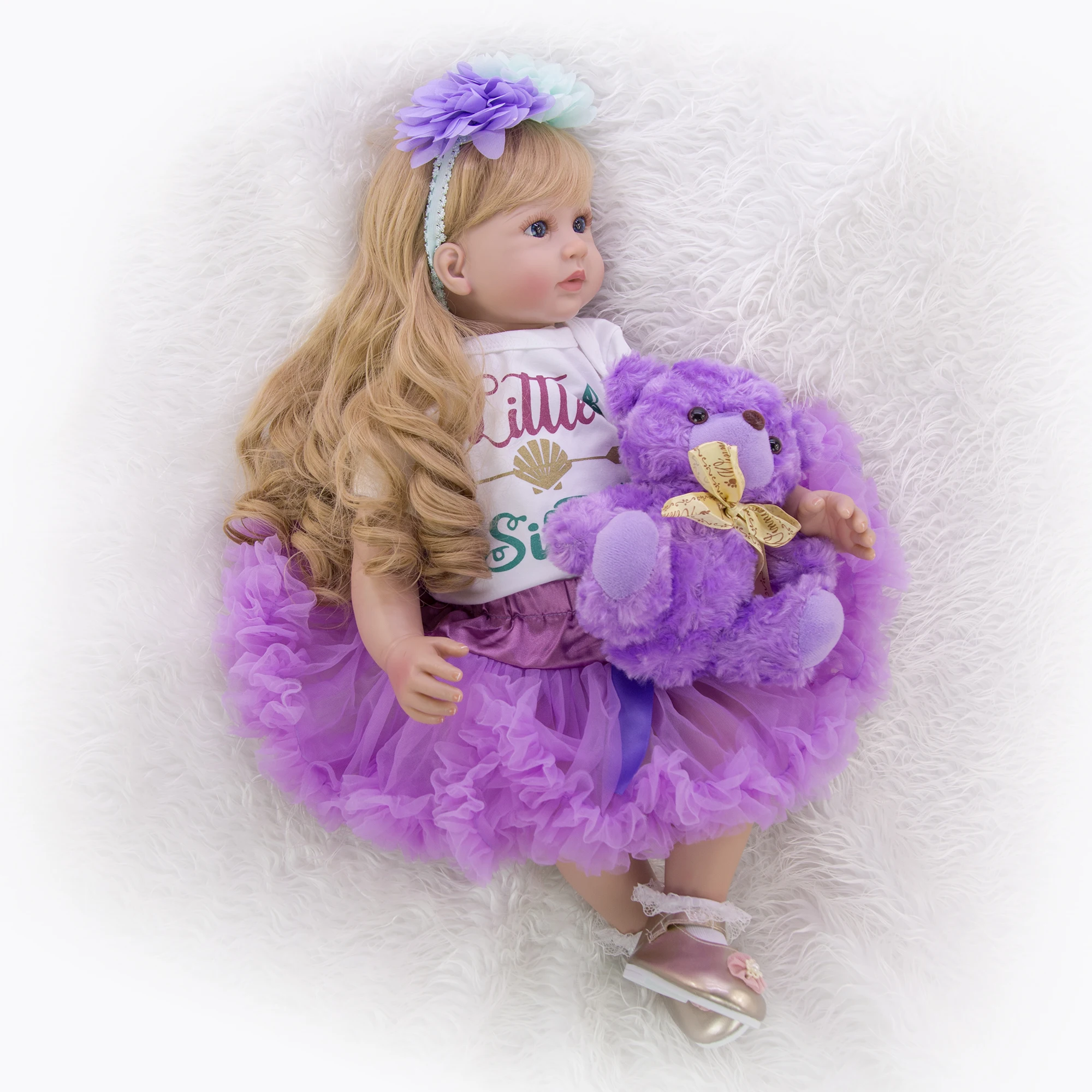 KEIUMI Мягкий силиконовый винил Reborn Baby Doll 60 см реалистичные 24 ''возрожденная менина с длинными волосами детский приятель для сюрприза на день рождения