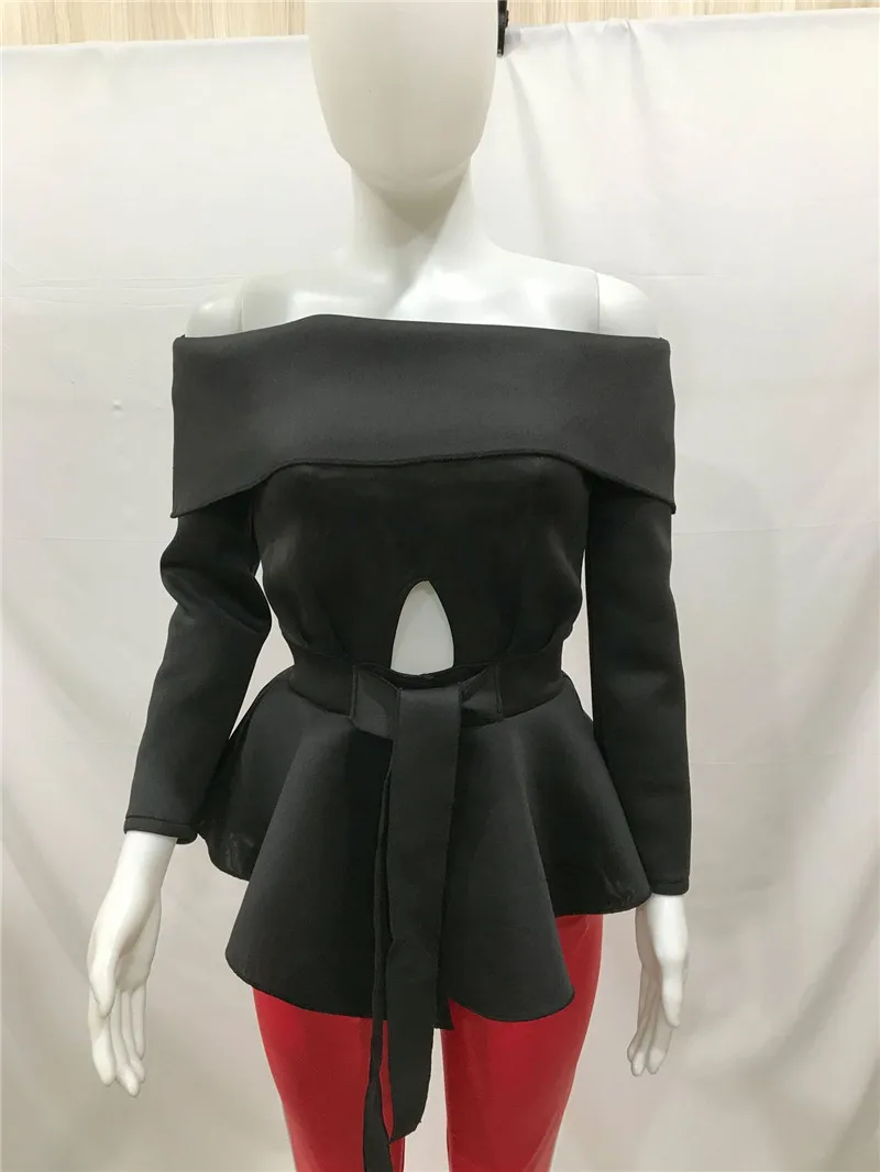 Off на плечо Peplum Топ Для женщин куртка пальто
