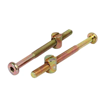 

New M6x65mm 47mm Long Thread Hex Key Drive Socket Furniture Bolt with Barrel Nut 10 Set