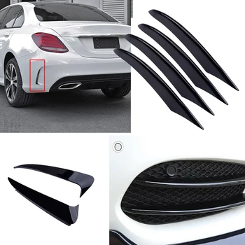 

6pcs Gloss Black Front Fog Light Rear Bumper Spoiler Air Vent Trim Cover Fit for Mercedes-Benz C Class W205 Sport 2015 2016-2018