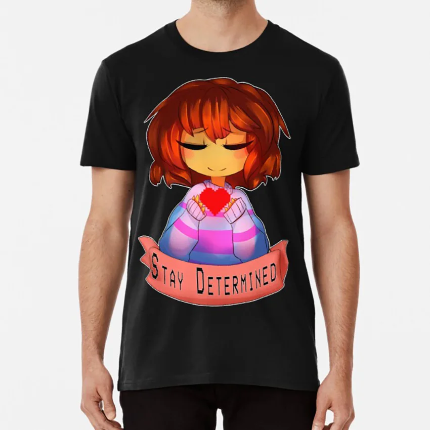 Футболка с надписью Undertale - Stay determized нижняя сказка фриск сердце оставайтесь