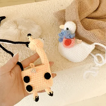 

For Airpods 1 2 Pro Cute Warm Giraffe Duck Knitting Case for Samsung Buds Universal Bluethooth Wireless Earphone Earbuds Cover