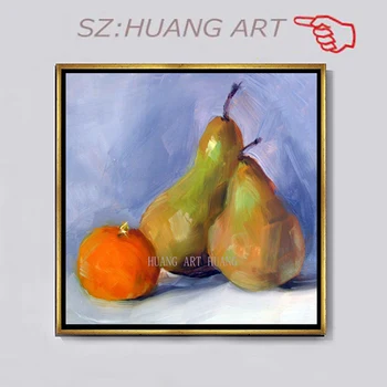 

Artist perfect hand drawn on canvas ：Oil Painting, Pears & Clementine Original impressionist still life oil painting