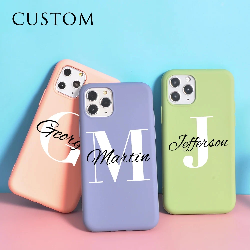 Custom Name Initials Silicone Phone Cover for iphone 13 Case 12 Pro 11 8 Plus SE 2020 X XS Max Funda XR 6 6s 7 Couples Coque DIY | Мобильные